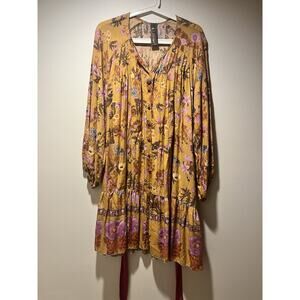 NEW Aratta Silent Journey Anthropologie Boho Dress Floral Art To Wear Med Large